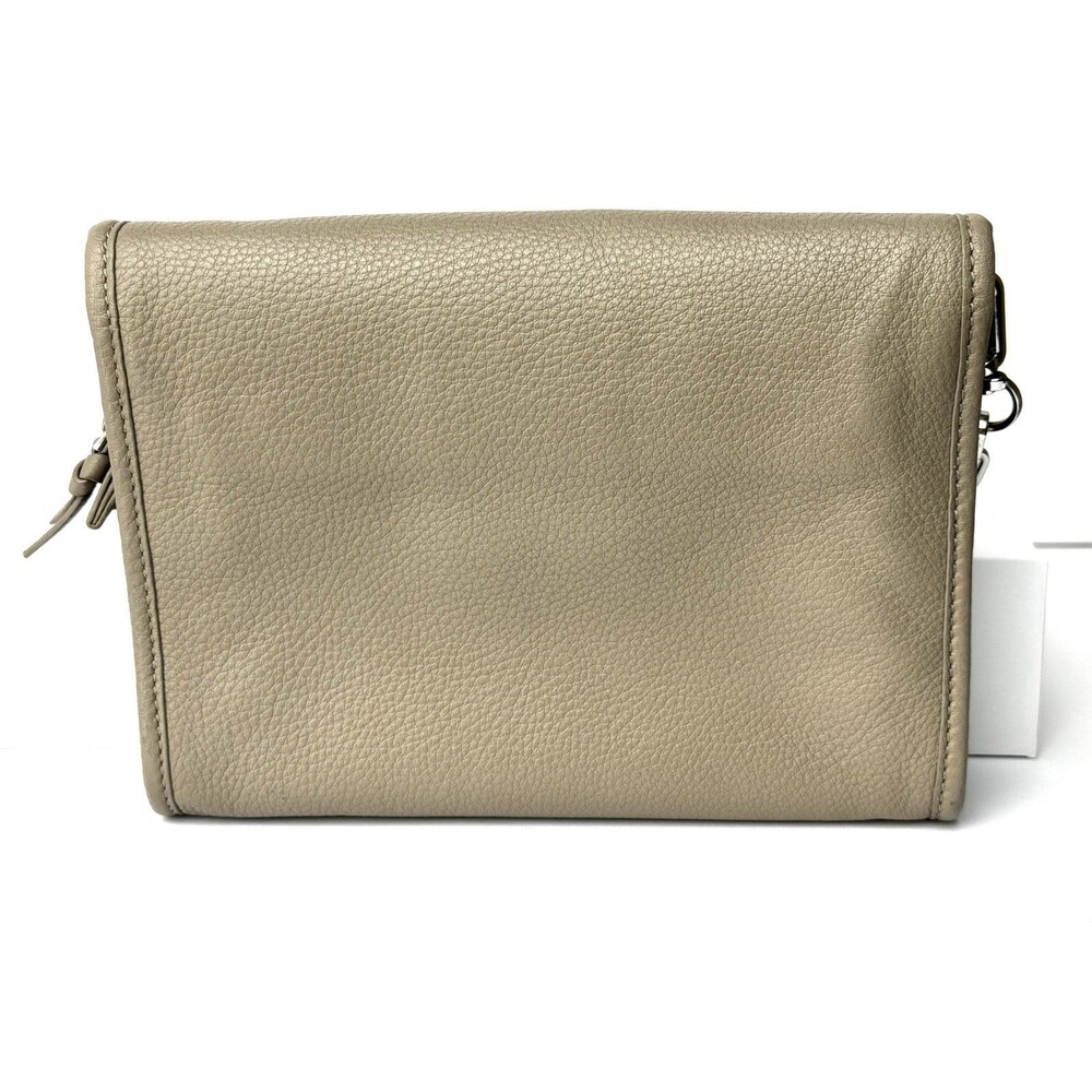 Tory Burch Britten French Grey Pebbled Leather Convertible Crossbody Bag - Picture 2 of 16